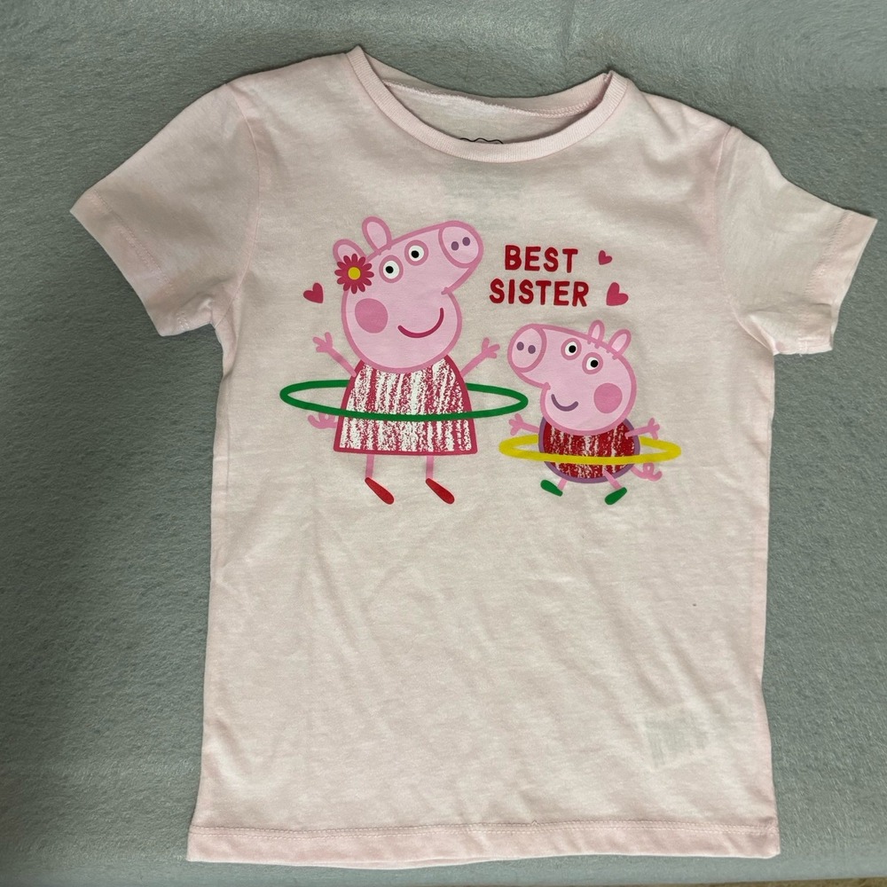 Peppa Pigs Toddler Girls Pink Sisters T Shirt Girls Size 5T